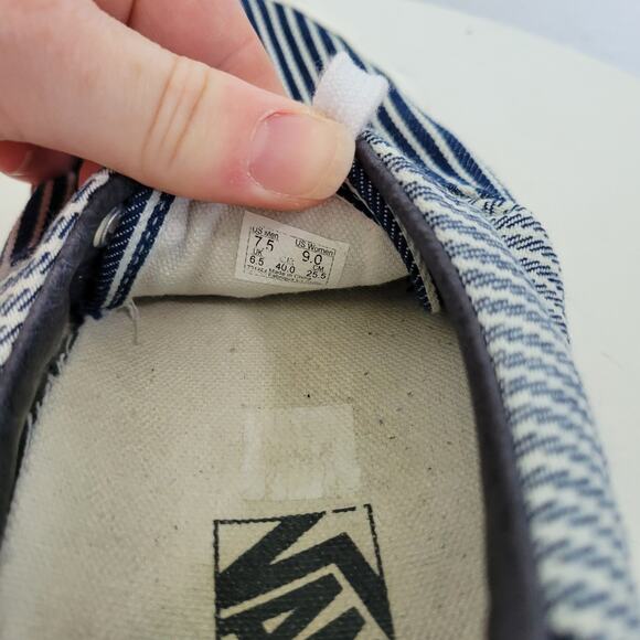 VANS Womens Vault x Mount Vernon Mills Era 59 VLT LX Blue & White Canvas Size 9 - Picture 7 of 8